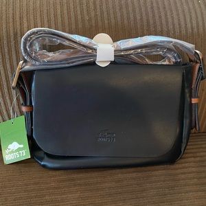 ROOTS Black Purse with Tan Strap